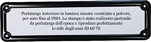 Targhe Storiche - Portatarga Anteriore Auto Epoca dal 1952 al 1985, Progettato per Auto d’Epoca, Made in Italy [Metallo Nero]