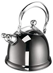 Schulte-Ufer Luna Flötenkessel, Teekessel, Kessel, Induktionsgeeignet, Edelstahl 18/10, Anthrazit, Ø 16 cm, 2.2 l, 68043-16