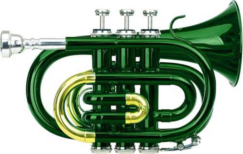 Classic Cantabile Brass TT-400 Bb-Taschentrompete grün, Material: Messing | Durchmesser Schallbecher: 93 mm, Bohrung: 11, 8 mm, Stimmung: Bb, Farbe: grün lackiert, Inkl. Leichtkoffer, Mundstück, Koffer