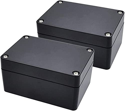 Therlan 2 Pack Black Waterproof Plastic Project Box ABS IP65 Electronic Junction box Enclosure 100 x 68 x 50 mm