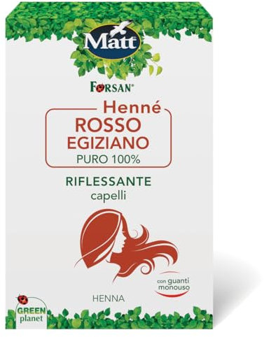 Matt, Hennè Rosso Egiziano, Riflessante Capelli a Base di Henna, 100% Naturale, Ideale per Capelli più Forti e Lucenti, Dona Riflessi Ramati, 2 Buste Monodose da 50 g