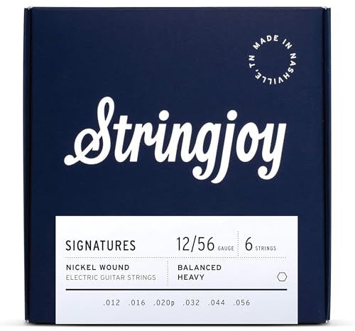 Stringjoy Signatures 12-56 Balanced Heavy Gauge – Nickel umwickelte E-Gitarrensaiten – Ausgewogene Spannung für außergewöhnliche Spielbarkeit und kraftvollen Ton, E-Gitarren-6-Saiten-Set, 1-Pack
