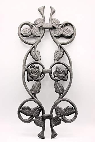 UHRIG Ornament Rose aus Eisenguss für Zaun, Geländer, Fenstergitter, Gusseisen für den Garten als Gartensticker, Rankhilfe UVM.