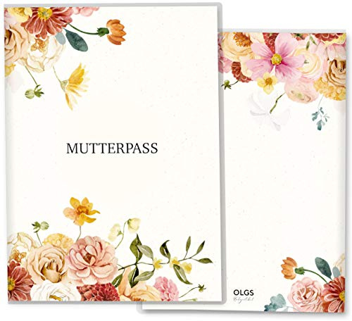 OLGS Mutterpasshülle Flowerfield, Kunststoff-Schutzhülle ohne Personalisierung mit Ultraschallbildfach