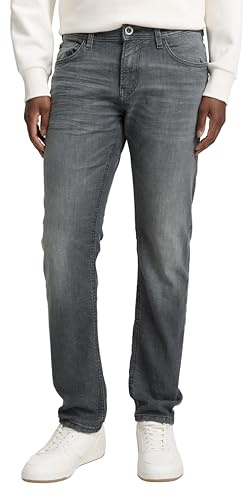 TOM TAILOR Denim Herren Slim Piers Jeans aus Bio-Baumwolle 10220 - Used Dark Stone Grey Denim 34W / 32L