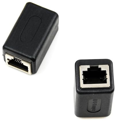 RHINORO (Pack of 2) RJ45 Ethernet Network Lan Cable Female F Joiner Coupler Connector Adapter Extender CAT6 CAT5e CAT5