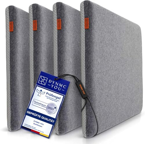 DYNMC you Stuhl 40x40 cm im 4er Set – Outdoor mit Memory Foam - für Indoor & Outdoor Nutzung – Mittelhart H3 Sitzpolster Gartenstuhl Balkon Terrasse – Garten Sitzpolster Grau