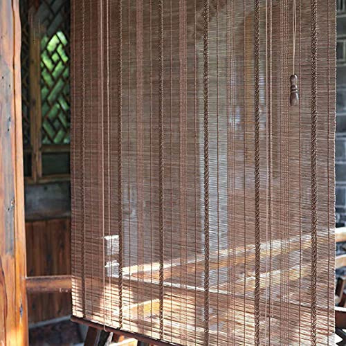JLXJ Bamboo Roller Shades for Outdoor Patio Windows, Carbonized Color Light Filtering Partition Curtain, 95cm/115cm/135cm/155cm Wide (Size : 95×110cm(37.4×43.3in))
