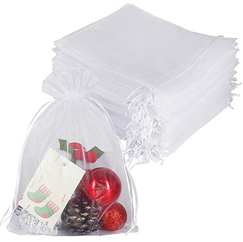 YQL 100PCS Organzasäckchen Weiß 17X23cm, Säckchen zum Befüllen, Geschenksäckchen für Schmuck Make-up Süßigkeiten Baby Shower Party Weihnachten Hochzeit Valentinstag Jubiläen, Trauben Schutzbeutel