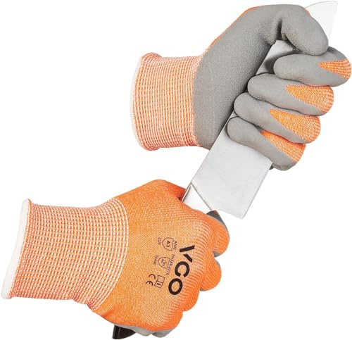 Vgo... 1 Paar Schnittfeste Arbeitshandschuhe, HPPE Anti-cut Futter, Handschutz vor Schneiden,EN388 Stufe C,ANSI Stufe 3 （RB2148HY）