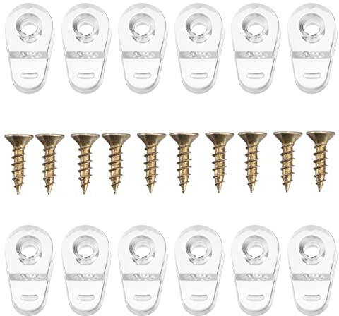 DOITOOL 20Pcs Glass Retainer Clips Kit with Screw, Glass Door Retainer Clips, Glass Clips for Cabinet Doors, Plastic Glass Panel Clips Mirror Clips for Fixing Glass Cabinet Doors Windows (302)