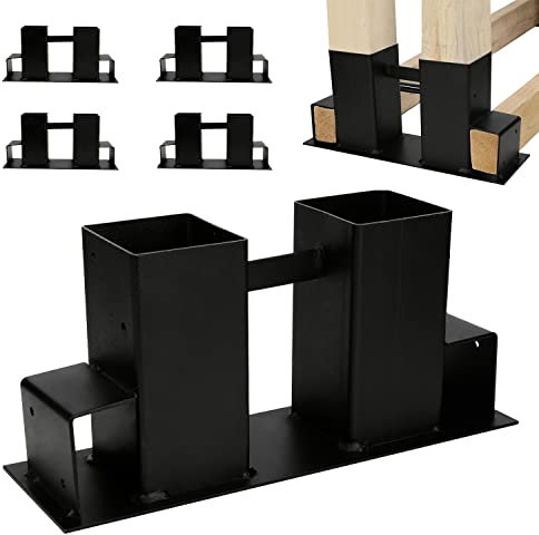 Herrselsam Holzstapelhilfe 4 Stück,stabile Holz Stapelhilfe,Brennholz Stapelhilfe,Holzstapelhalter,Kaminholz,Gestell Holz (schwarz)