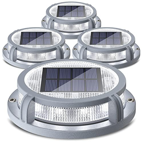 Siedinlar Solar Bridge Lights Uppfart Dock Light LED-solcellsdrivna utomhus vattentäta vägmarkörer för steg trottoar trappa trädgård stig till golv 4 pack (varmvit/kallvit)