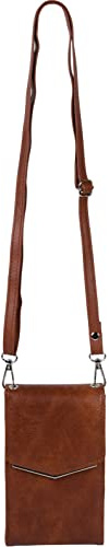 styleBREAKER Damen Mini Umhängetasche V-Klappe Karten | 10,5x18x4 cm Crossbody-Bag, 2 Hauptfächer, 6 Steckplätze, Reißverschlussfach, 76-139 cm Schulterriemen, Metall-Detail.