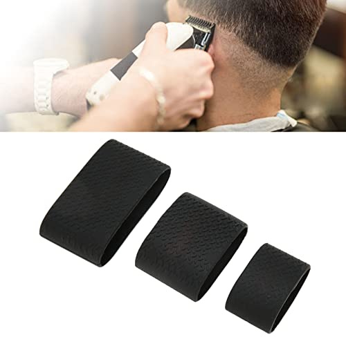 Forbici per Baffi 3 Pezzi Nere Antiscivolo Clipper Grip Clip per Capelli Custodia in Silicone Manicotto Barbiere Tagliacapelli Termico Tappetino per Capelli, Fasce per