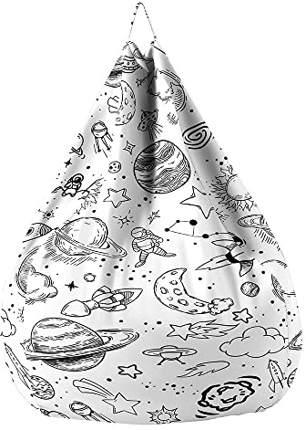 Highdi Sitzsack für Erwachsene Kinder Indoor Outdoor Sitzkissen Weicher Sofabettbezug Ohne Füllung Gartenkissen Bodenkissen für Wohnzimmer Gaming -Sternenklarer Himmel (100x120cm,Astronaut)