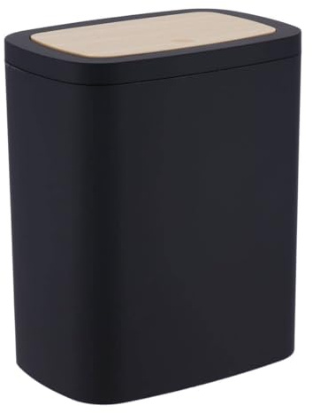 Tendance - Papelera abs Goma+PVC bambú 5l - Negra