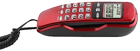 Yctze Mini Téléphone Fixe Mural avec Identification de l'appelant à écran LCD pour Hôtel de Bureau à Domicile, avec et sans Fil, Aucune Alimentation Secteur Requise Noir (Rouge)
