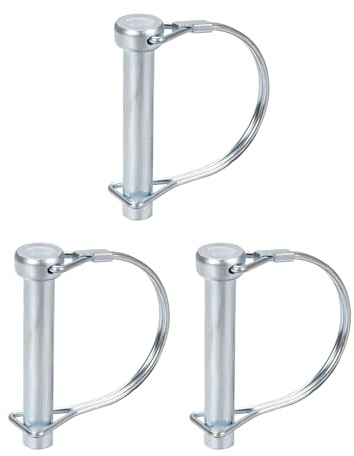 DTGN 3er Pack 10mm x 60mm DxL Wellenverriegelungsstift Silberton | Runder Anhängerkupplungsstift aus Kohlenstoffstahl, Gut für landwirtschaftliche Anhänger Rasen