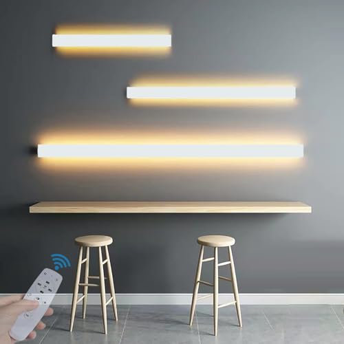 LED Wandleuchte Innen mit Fernbedienung Moderne Minimalistische Dimmbare Wandlampe Lange Innen Acryl Mode Lichter Veranda Wandbeleuchtung Wohnzimmer Badezimmer Haustür Schlafzimmer (Weiß,180CM)
