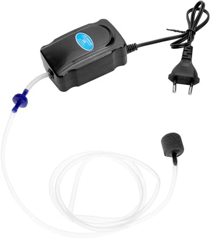 QWORK® Aquarium Luftpumpe 3W, 2L/min Aquarium sauerstoffpumpe, inkl.120cm Silikonschlauch, Luftstein & Rückschlagventil