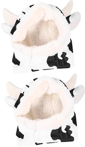 SEWOART 2stücke Kuscheliger Kuh-Hut Für Hunde Plüsch Kostüm Für Partys Warm Komfortabel Für Cosplay Und Haustier-Events Niedlicher Für Ihr Haustier