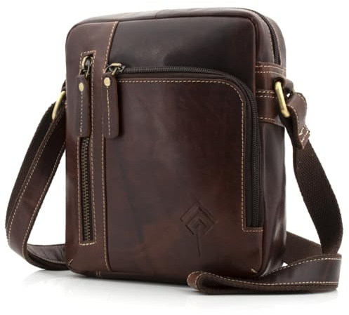 ekavale Umhängetasche Herren Klein Leder Männerhandtasche aus Echtleder Herren Crossbody Bag Leder Schultertasche für Alltag und Reisen (Dunkel-Braun)