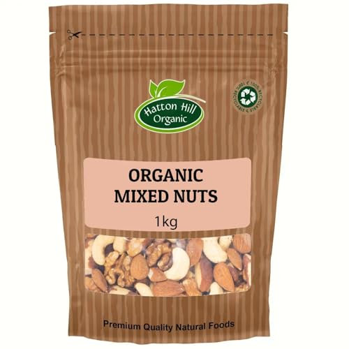 Organic Mixed Nuts 1kg - Raw & Unsalted by Hatton Hill Organic (Brazilnuts, Cashews, Walnuts & Almonds)