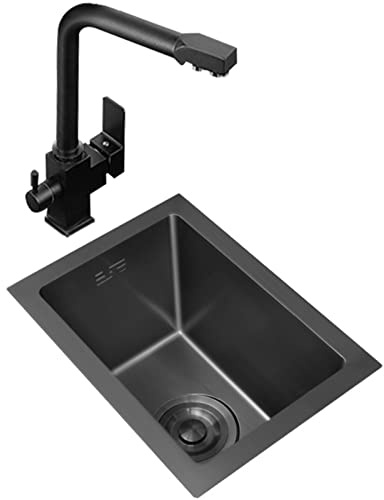LDTTYRC Lavello da Cucina a Una Vasca in Acciaio Inox Nano lavello da Cucina in Acciaio Inox Balcone Piccolo lavabo per Installazione sottopiano e incassata lavelli da Cucina