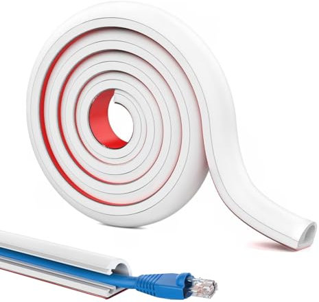 Cubierta autoadhesiva para cables de 2 metros, canal de cable blanco, cubierta suave para cables de PC, canal de cable flexible autoadhesivo, gestión de cables para oficinas en casa y televisores, 10