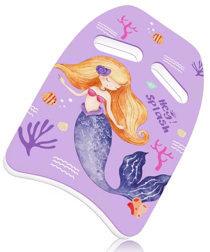 HeySplash Swim Kickboard for Kids, Swimming Kickboard Cute Pattern Swim Training Aid for Children, Pool Exercise Equipments for Beginning Swimmers Safety Swim Board Auxiliary, Purple Mermaid