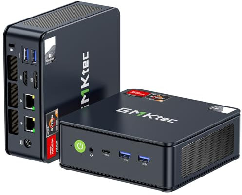 GMKtec Mini PC Ryzen 6600H, M6 Ordinateur de Bureau Gaming Pro Dual NIC LAN 2.5G, AMD R5 6600H (6C/12T jusqu'à 4,50 GHz), 32G DDR5 RAM + 1TB PCIe SSD, WiFi 6E/USB 4.0/USB 3.2 * 2/BT 5.2/HDMI