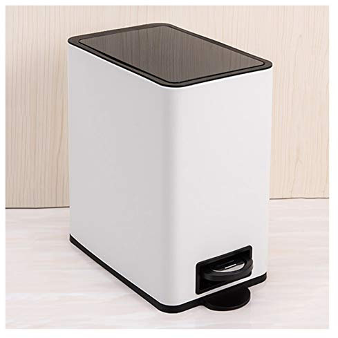 Pattumiera in acciaio inox con coperchio, 10 l, pattumiera a pedale per casa e ufficio, pattumiera stretta moderna e
