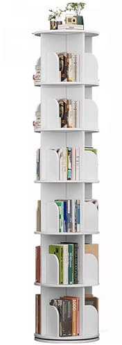 Generic 360° Drehbares Weißes Bücherregal, 4 Regalböden, Modern, Minimalistisch, Platzsparendes Design, Für Zuhause Und Büro, Weißes Bücherregal Für Bücher Und Dekoration (40X40X190CM)