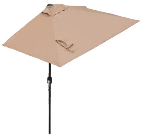 Demi Parasol de 2 m – Parasol de terrasse facile à incliner avec manivelle – Demi-auvent extérieur pour balcon, table ou terrasse – Solution d'ombrage élégante (couleur : kaki)