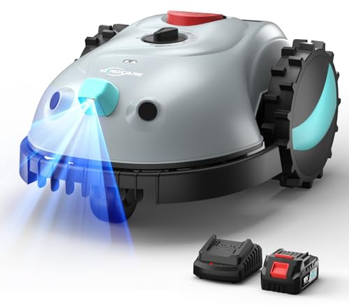 V100 Tondeuse à gazon robotique avec navigation visuelle, évitement intelligent des obstacles, hauteur de coupe réglable, faible bruit, idéal pour les petites pelouses