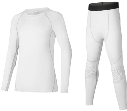 Hotfiary Conjunto de Ropa Interior Térmica para Niños, Camisetas de Manga Larga para Niños y Niñas con Coderas y Leggings con Rodilleras, Traje de Compresión, Camiseta Deportiva Juvenil, Mallas y Pant