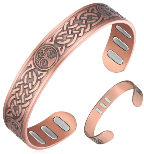 Vicmag Copper Magnetic Bracelet for Men 5000 Gauss Powerful Magnets Bangle | 9X Strength, 99.99% Pure Copper, Adjustable Size, Present Box, Cooper bracelet
