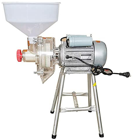 Commercial Stainless Steel Soybean Grinder Industrial Flour Milling Machine，Electric Commercial Grinder, Wet & Dry Feed Mill Flour Grain,Cereals/Rice/Corn/Wheat with Funnel Heavy Duty Grindi