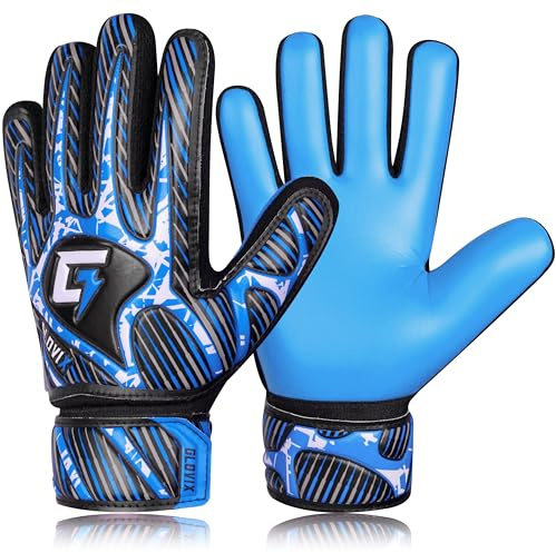 GLOVIX Kids Goalkeeper Gloves–Youth & Junior Football Goalie Gloves with Strong Grip,Breathable Mesh & Durable Palm–Boys Soccer Glove for Training (BLUE, Size 4 suitable for 6 to 9 Years old)