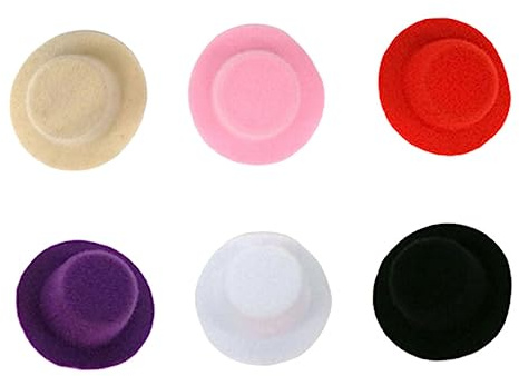 KONTONTY 6pcs Miniature Plush Gentleman Bowler Hats for Dollhouse Decoration Soft Mini Caps for Pretend Play and DIY Craft Accessories Random Colors Random Color