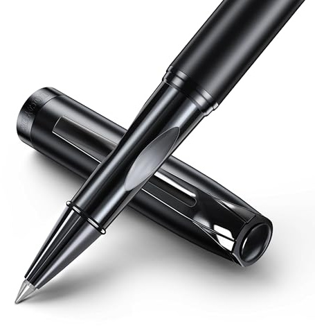 BOCIYER Samurai Rollerball Liquid Ink Pen Set,Luxury Executive Writing Pen for The Office,Roller Ball Pen Refillable,Schmidt Refill*2 and Gift Box,Best Ballpoint Pen Gift Set for Men & Women(Black)