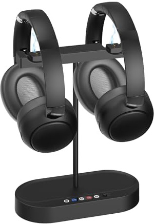 XUMIUZIY Double Casque sans Fil pour Regarder la Télévision avec émetteur et Support de Charge, Casque TV Bluetooth 5.4 sur L'oreille, Pas de Retard Audio, Voix Claire et Volume Fort