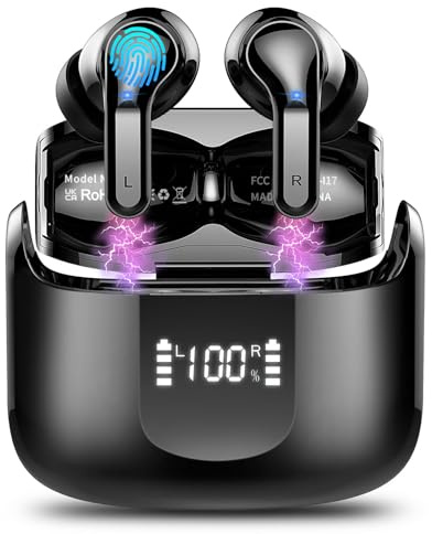 Ordtop Cuffie Bluetooth, 2026 Auricolari Bluetooth 5.4 con 4 HD ENC Cancellazione Rumore Mics, 40 Ore HiFi Stereo Cuffiette Bluetooth con LED Display, IP7 Impermeabili Cuffie Wireless per Android/iOS