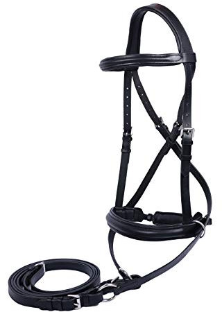 Wonder Care - Trensenzaum Gebisslos mit Zügeln - Vollleder - Bitless Bridle with Reins - Schwarz
