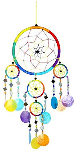 Dreamcatcher Regenbogen, bunter Traumfänger in verschiedenen Größen, Grösse:ca. 22 cm