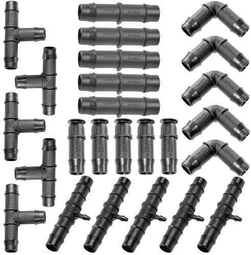 25 Piece Set - Antelco - 13mm - Tee / Reducing Tee / Elbow / Joiner / End-Plug - Garden Watering Irrigation Connector Kit