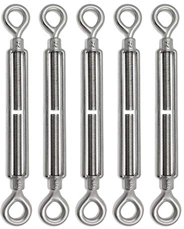 PHITUODA 5pcs M10 Acciaio Inox 304 Occhio & Occhio Tenditore Regolabile Corda Filo Tenditore