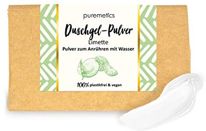 puremetics Zero Waste Duschgel Pulver “Limette“ (100g = 400ml) | für alle Hauttypen | vegan & plastikfrei