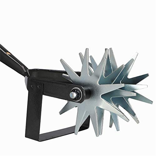 KADAX Sternfräse mit Jätemesser mit Holzstiel, Kultivator, Gartenfräse, Rollkultivator, Krümler zum Lockern des Bodens, Grubber, Rollhacke (Mit 4 Sternen, Holzstiel)